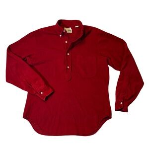 VINTAGE Gentry mens S Small red solid suede 1/2 button up pop over shirt EUC